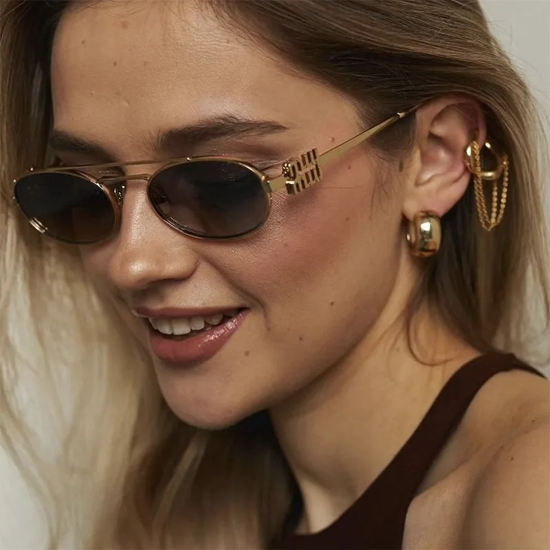 Металлические эллиптические солнцезащитные очки