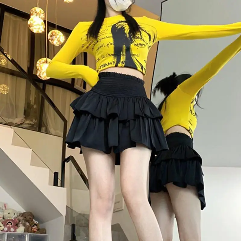 Женская Пышная юбка с завышенной талией белая плиссированная короткая