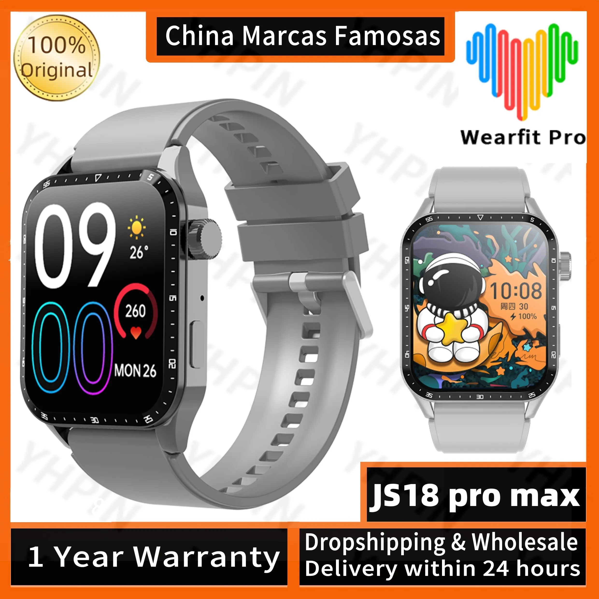 

Новинка 2023, Смарт-часы JS18 Pro Max для мужчин и женщин, Bluetooth, пульсометр, IP67, водонепроницаемые Смарт-часы