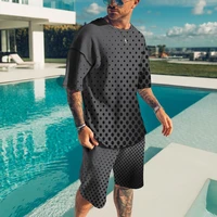 mens sets summer short sleeve t shirt suit fashion 2 piece streetwear 3d print sports beach shorts tracksuit male clothes