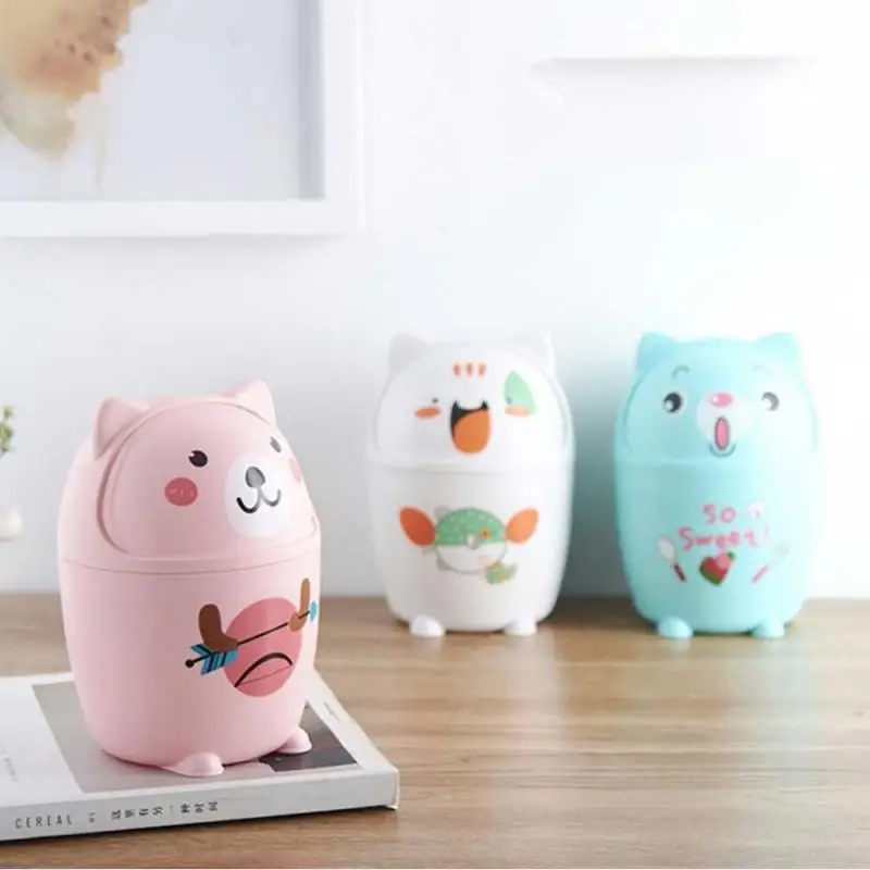 Holder Desktop Tissue Barrel Cute Trash Can