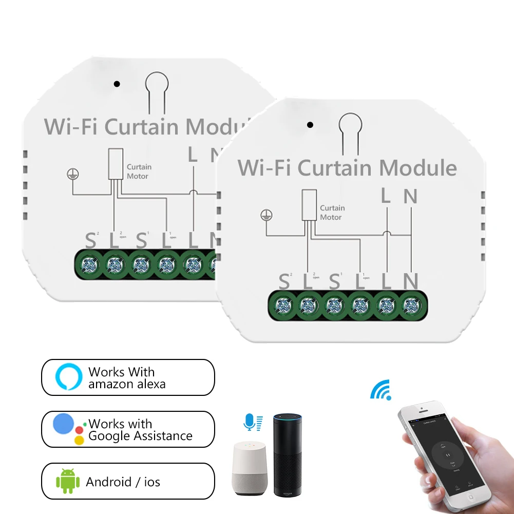 

1/2/4x Smart DIY Tuya Motor Voice APP Controller WiFi Switch Module Alexa For Curtain Roller Blind Shutter Motor Support