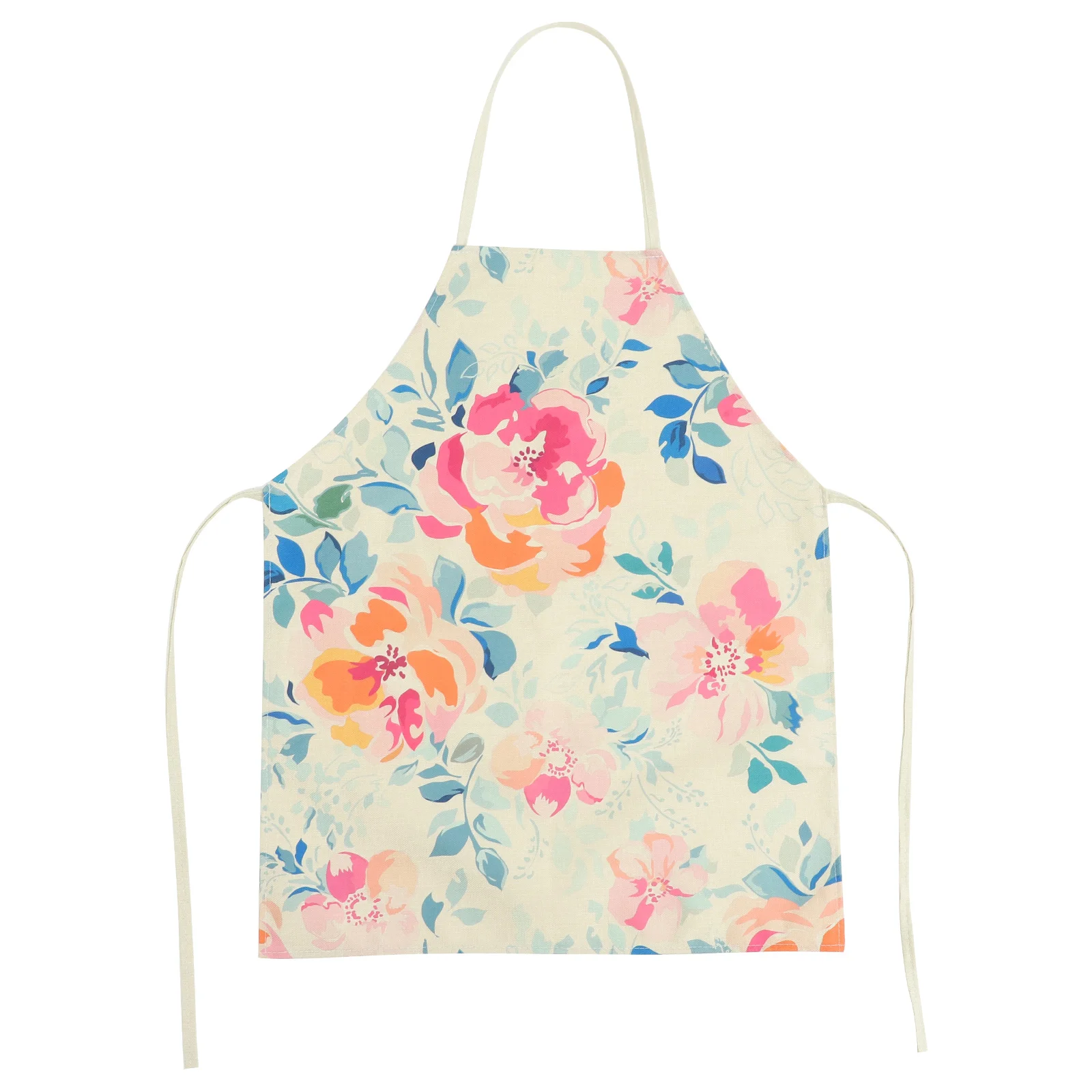 

Grill BBQ Apron Kitchen Baking Apron Floral Printing Apron Daily Use Kitchen Apron