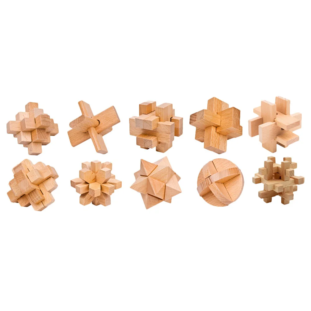 

Beech Lock Unlock Puzzle Ming Wood Toys Lu Ban Ball Adult-toys IQ Wooden Intellectual