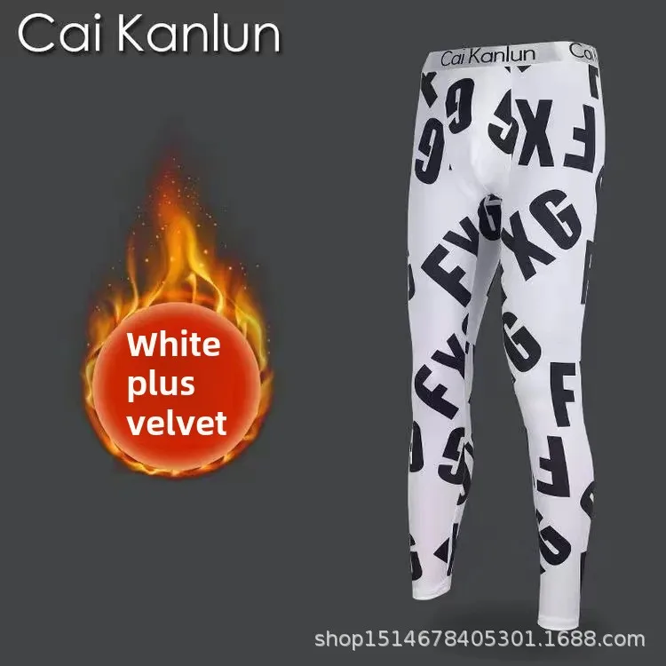 Men's Warm Fleece-Lined Pants Cotton Wadded Trousers Flexible Seasonal Use High Waist Elastic Band Student Underwear