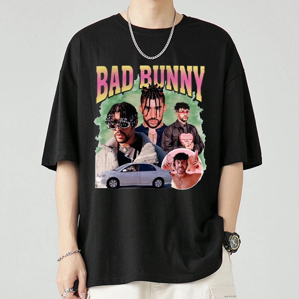 

Hip Hop Rap Bad Bunny 90s Vintage X Bootleg Style Rap T Shirt Men's Clothing 100% Pure Cotton Tee Shirts Funny Graphic T-shirt