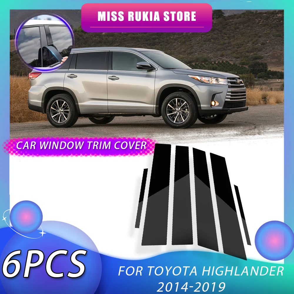Накладка на окно автомобиля для Toyota Highlander 50 XU50 Kluger 2014 2015 2016 2017 2018 2019 черная