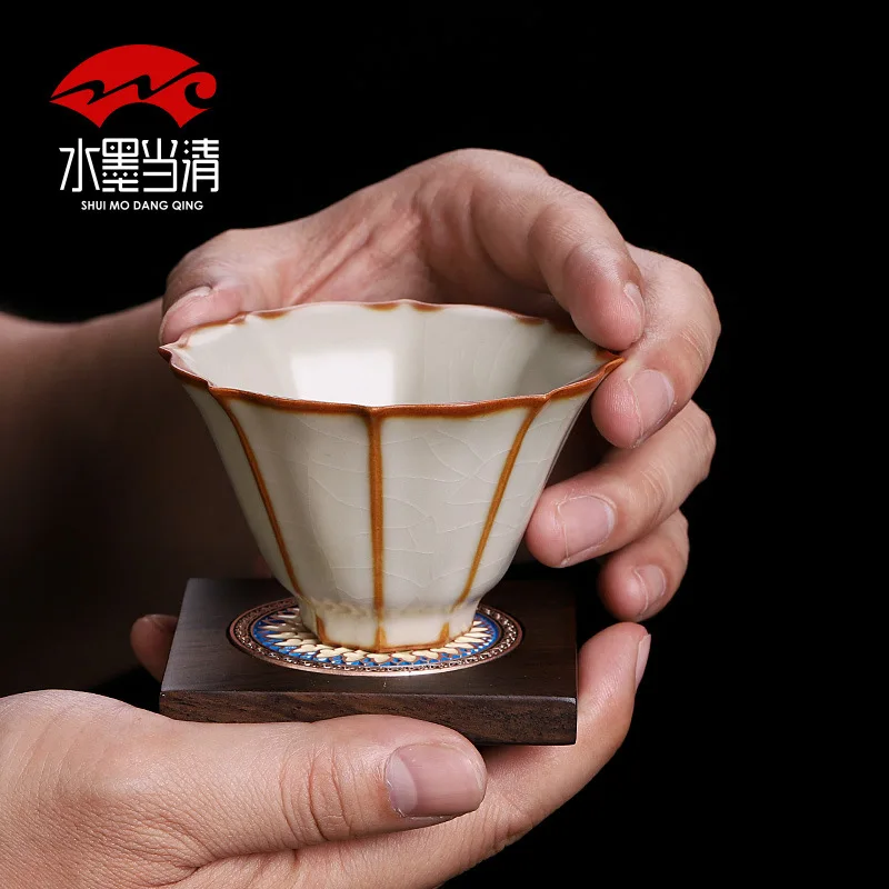 

Chinese Porcelain Teacup Health Gongfu Teaware Tea Ceremony Ru Kiln Crackle Glaze Master Cups Kung Fu Teaset