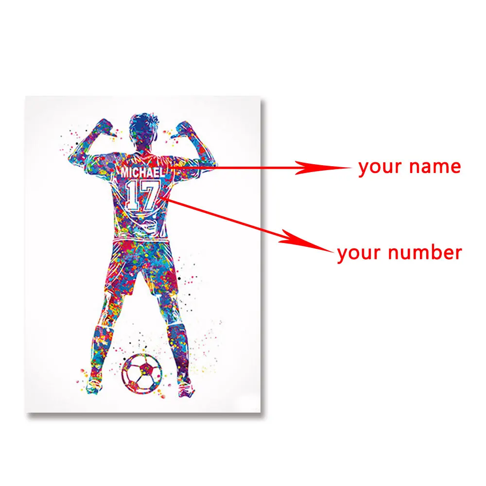 Картина на холсте интерьер игрока в футбол для мальчиков мужской мяч подарок
