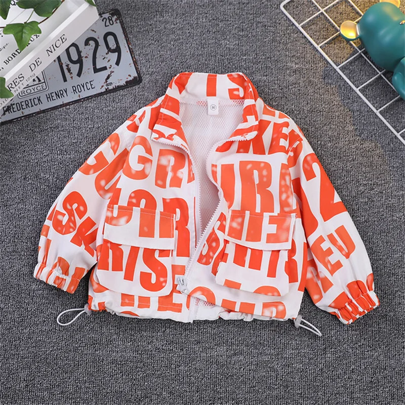 

2022 New Autumn Baby Boys Clothes Fashion Letter Jacket Coats Hooded Tops Spring Toddler Girls Outwear 2-7 Year Kids Clothing
