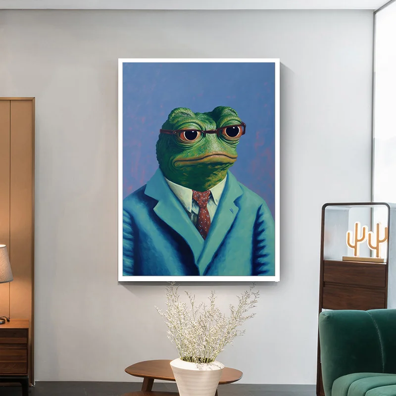 Абстрактный Забавный постер в виде лягушки с мемом костюм со смехом ковбойская