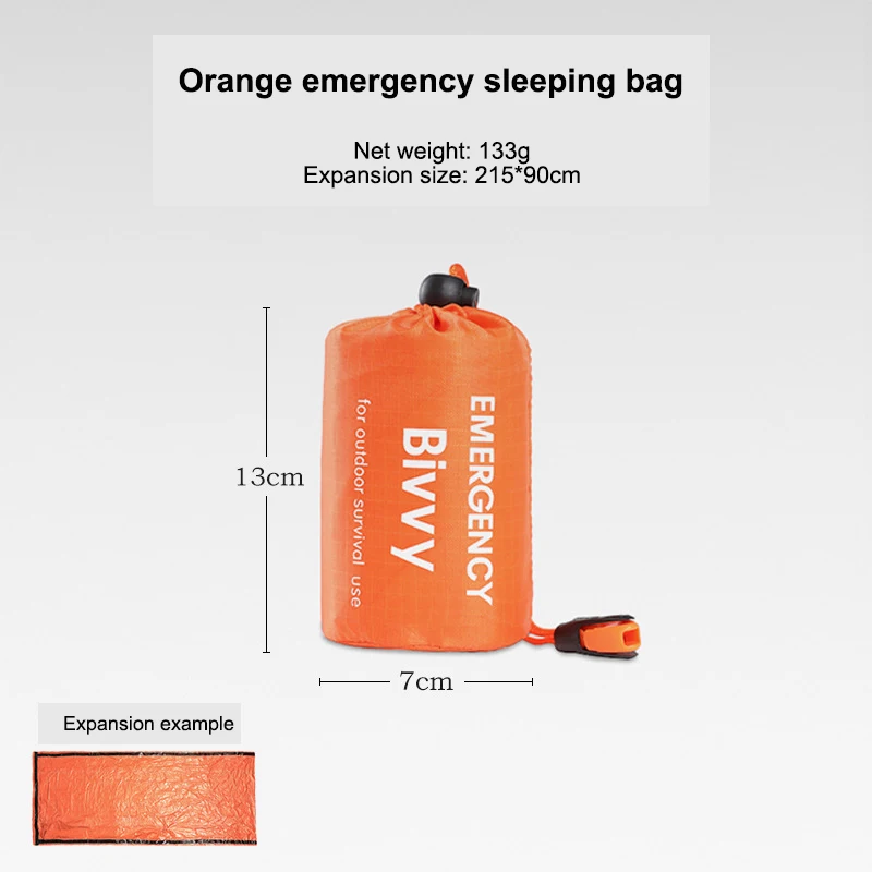 

PE aluminum film orange first aid sleeping bag simple cold relief emergency warm sleeping bag delivery bag