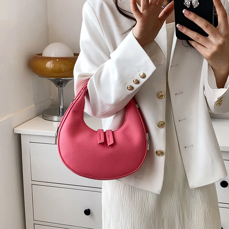 

2022 Fashion Half Moon Cute Totes Ladies Brand Shoulder Bags Small PU Leather Women Luxury Designer Handbags and Purses