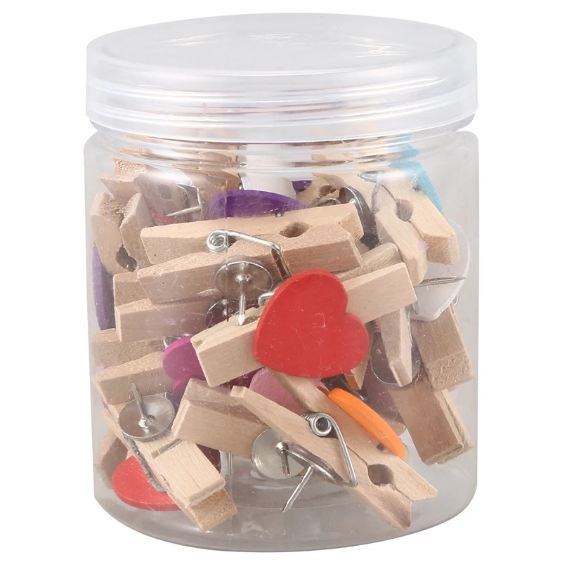 

Push Pins With Wooden Clips Heart Pushpins Tacks Thumbtacks For Cork Boards Artworks Notes Photos Craft Projects