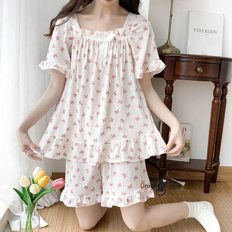 New Pyjamas For Women's Summer Short Sleeves Home Clothes Pajama set women Pajamas Female Large Size 6XL 2 Pieces Set Nightwear