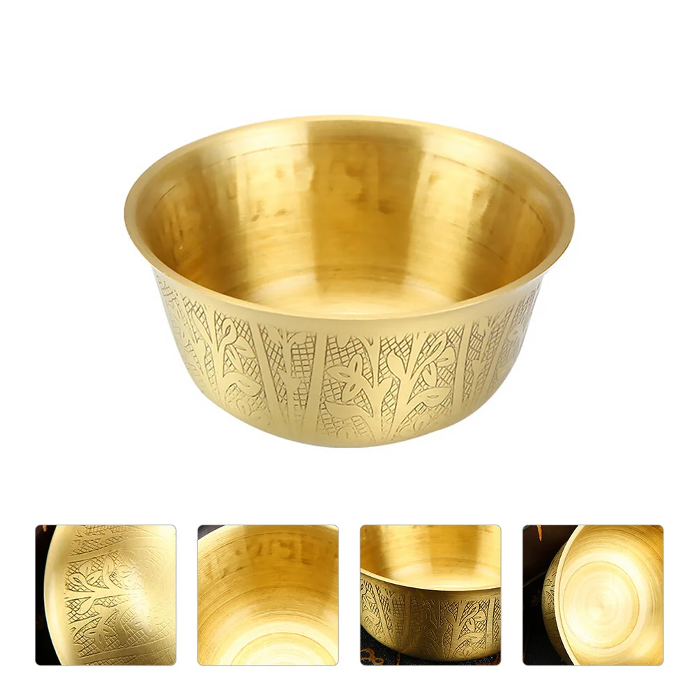 

Copper Bowl Ornament Furnishing Articles Small God Sacrificial Gold Home Decor Creative Smooth Temple House Gadgets Rice