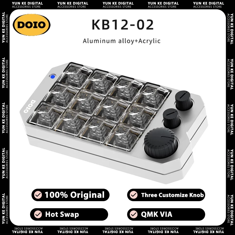 DOIO KB12-02 мини-клавиатура с тремя ручками алюминиевая дизайнерская механическая