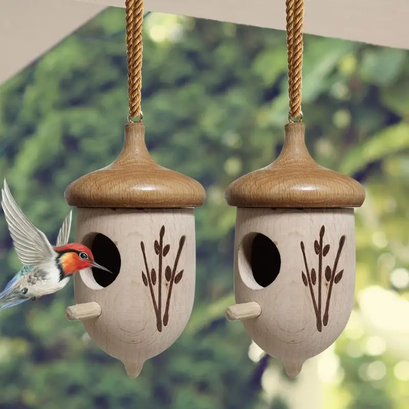 

Wooden Hummingbird House Outdoor Hanging Bird Nests Tree Hanging Cage Sparrow Swinging Bird Houses Garden Patio Bird Supplies