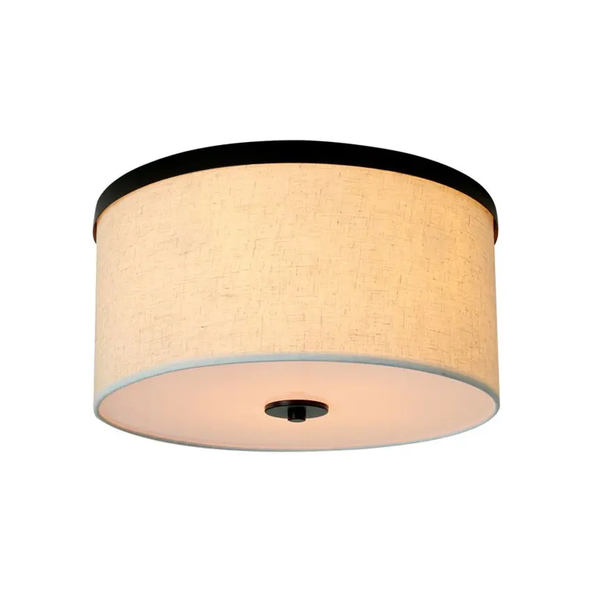 

American style round fabric lantern ceiling lights master bedroom lamp loft country living room dining room study ceiling lamps