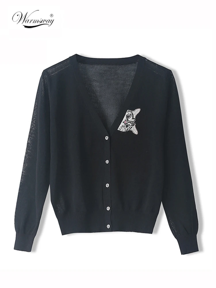 

2020 Summer New fashion Cat Embroidery Cardigan Sweaters Mori Girl High Quality Autumn Linen Coat CY-161