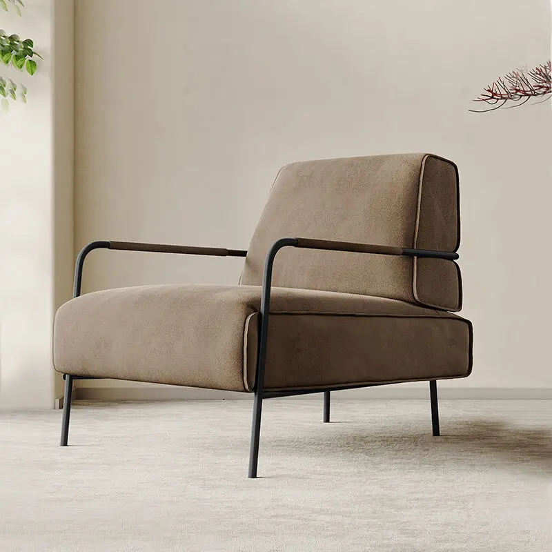 

Light luxury single chair Italian lounge wabi-sabi sofa chair living room frosted velvet fabric designer home Furniture