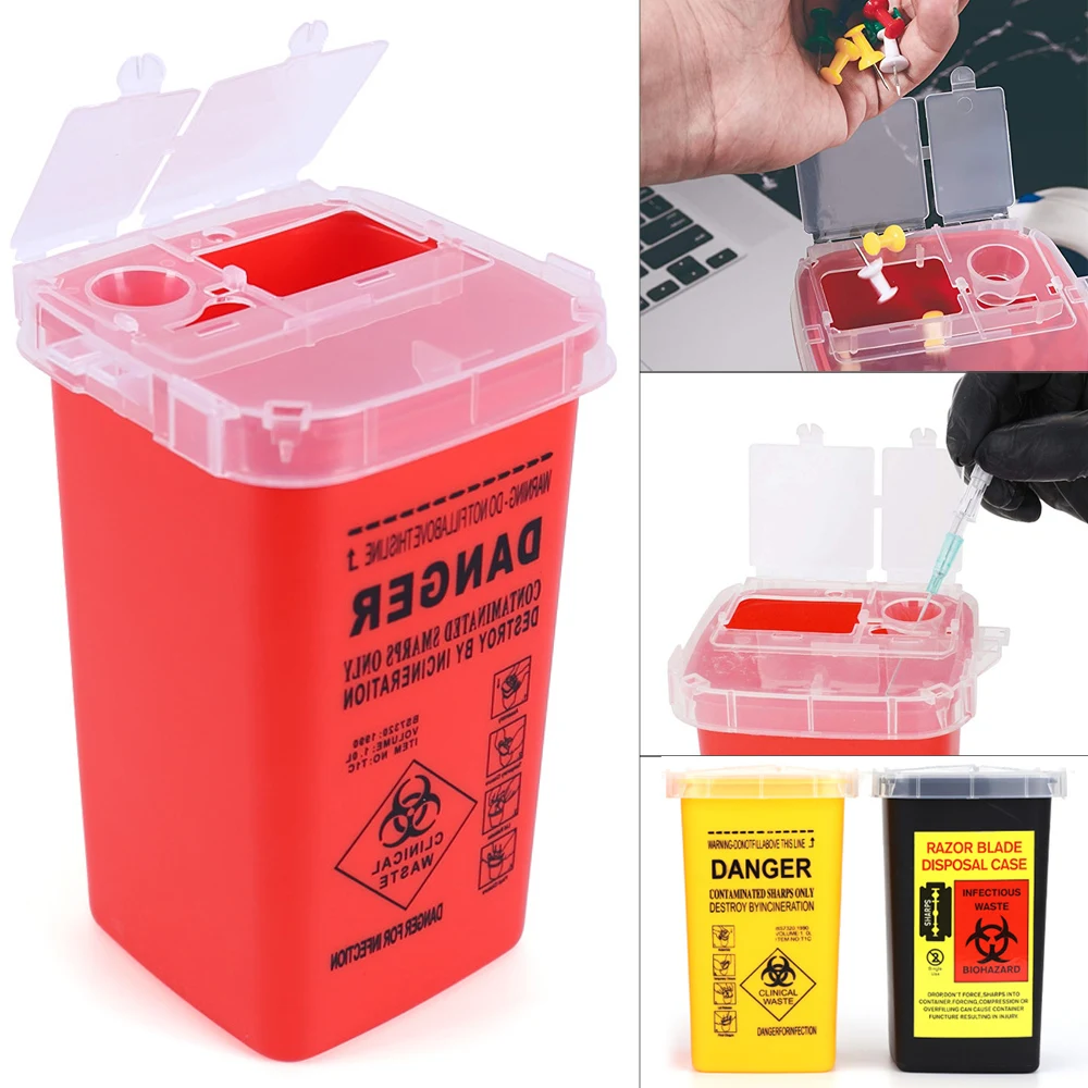 1L Plastic Tattoo Medical Supplies Container Waste Box Disposable Needle Tips Recycling Buckets Collection Tattoos Accessories