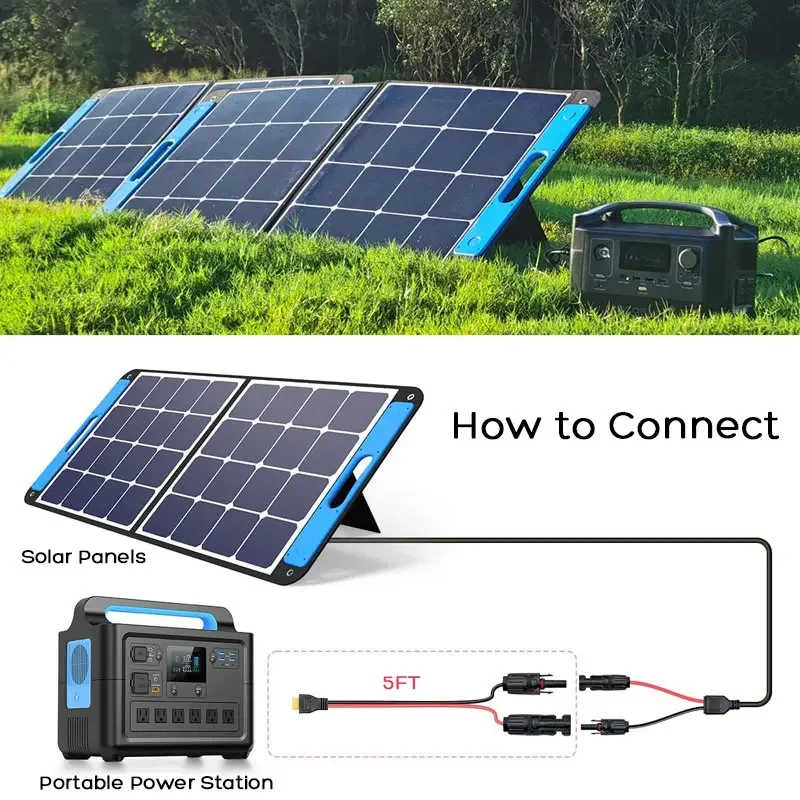 Фото Разъем солнечной панели 6 м/20 футов, 3 м/10 футов, 12AWG, кабель XT60 для солнечных генераторов ALLPOWERS Ecoflow River Delta Anker Bluetti №4