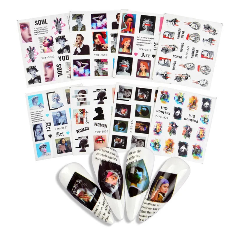 Новинка 2022 YZW трансграничные наклейки для ногтей с надписью Water Transfer дизайна