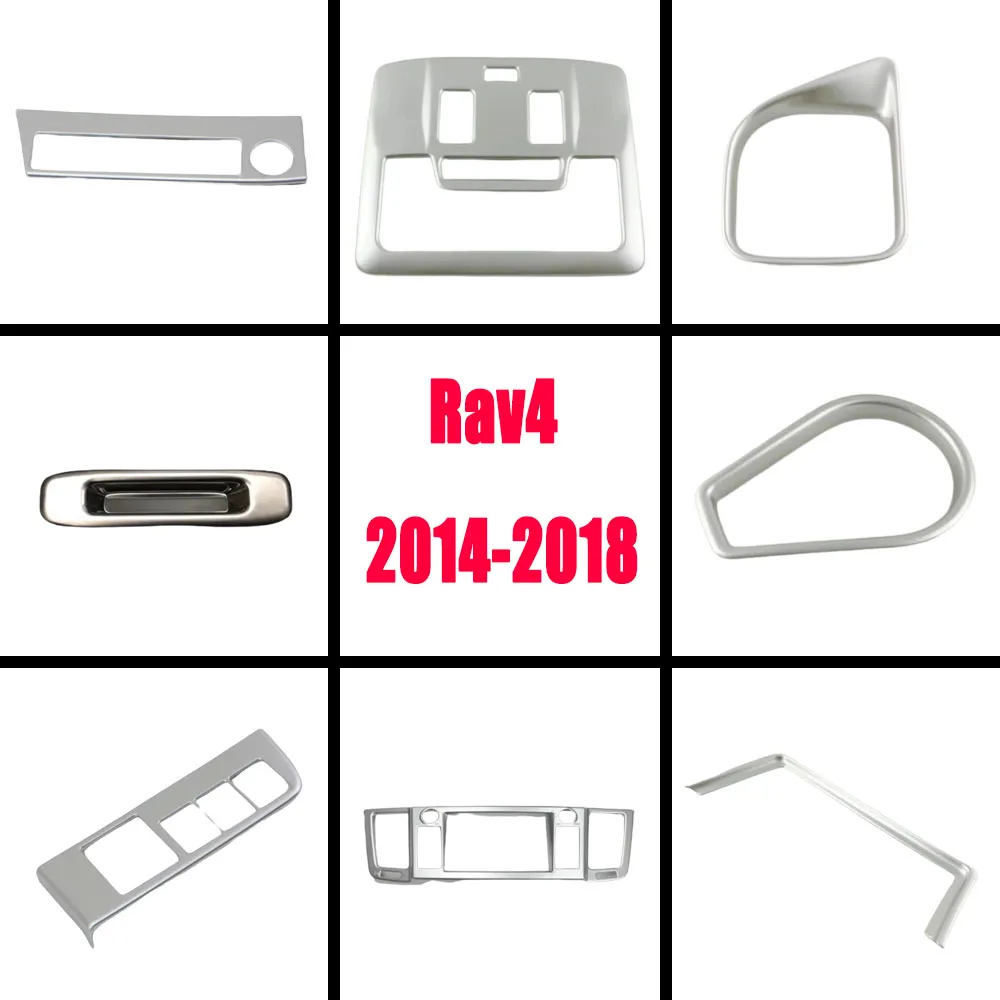 

ABS-пластик, переднее чтение, фотопокрытие, внутренняя ручка двери, отделка чаши, рамка, интерьерные аксессуары для Toyota RAV4 2014 2015 2016-2018