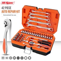hi spec hand tool set car repair socket wrench set auto tool kit mechanical tools box diy 14 socket ratchet wrench set