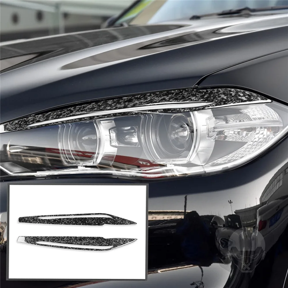 

For BMW X5 F15 2014-2018 Carbon Fiber Headlight Eye Lid Cover Pair Eyebrows