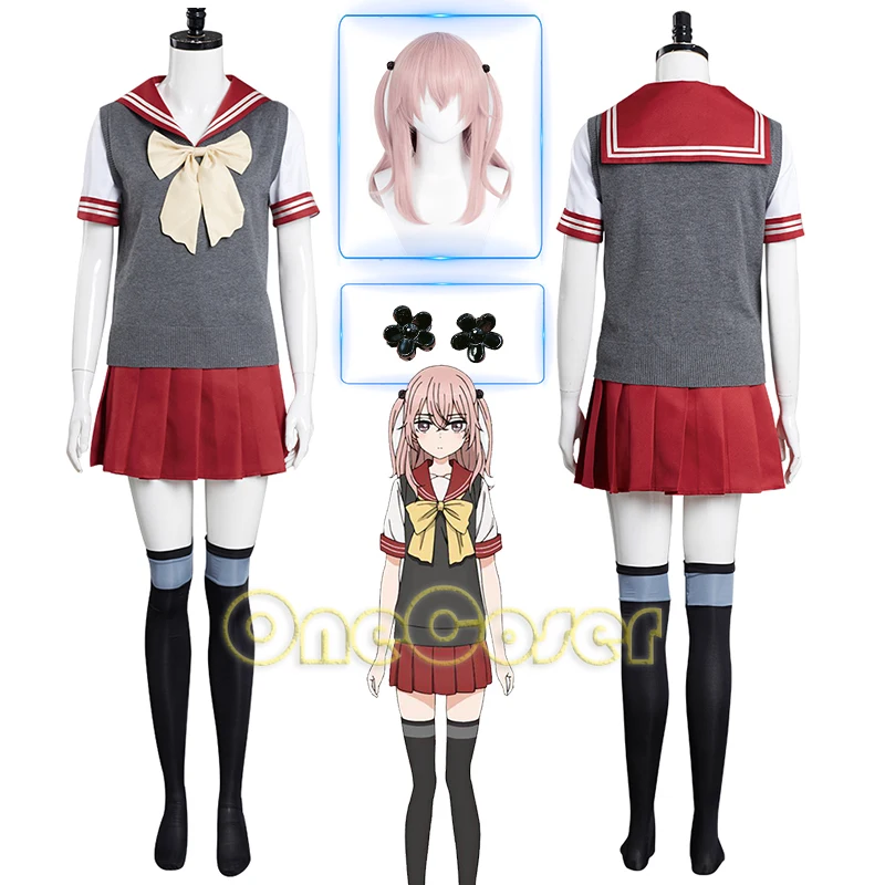 

My Dress-Up Darling Sajuna Inui Juju JK Dress Anime Cosplay Costume Skirt Suit Pink Wig Sono Bisque Doll Wa Koi Wo Suru Uniform