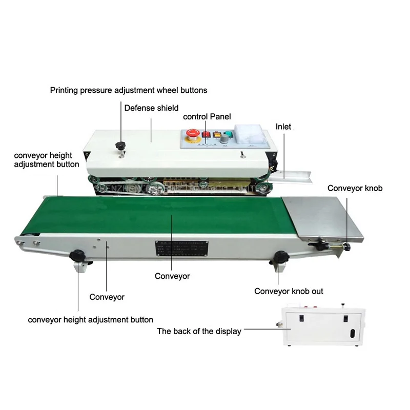 

FR-770 220v/110v Continuous Film Sealing Machine 80W Plastic Bag Package Machine Band Sealer Horizontal Heating Sealing Machine