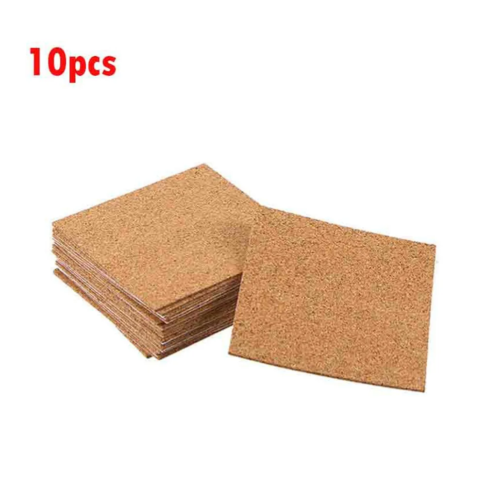 

10Pcs Cork Coasters Square Cork Mat Self-Adhesive DIY Backing Sheet For Home Bar Writing Coaster Heat Insulation Table Decorati