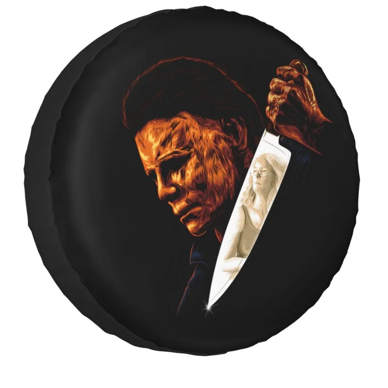 

Scary Michael Myers Spare Tire Cover Case Bag Pouch Halloween Horror Film Wheel Covers for Mitsubishi Pajero 14" 15" 16" 17"