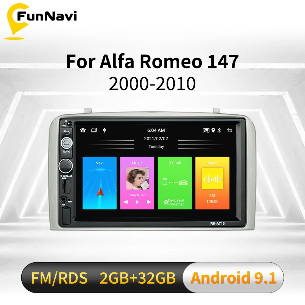 Автомагнитола 2 Din Android с экраном для Alfa Romeo 147 2000-2010 7-дюймовый автомобильный