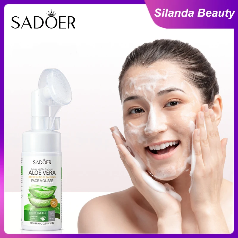 

Silanda Beauty Aloe Vera Face Cleaning Mousse Remove Blackhead Moisturizing Shrink Pores Deep Clean Facial Cleanser Foam 120ml