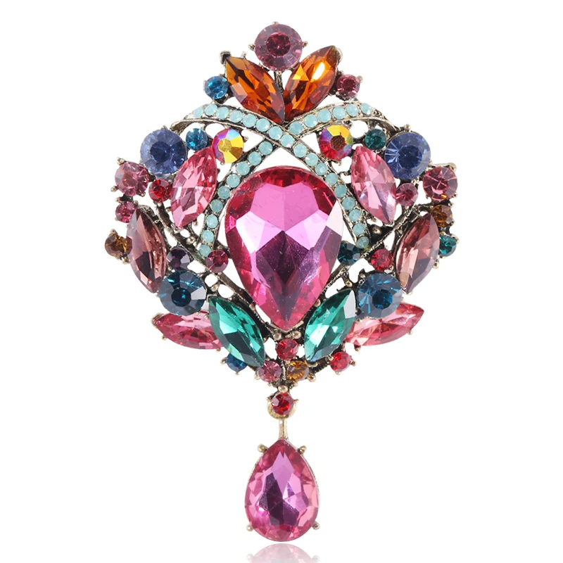 

Hot Sell Large Crystal Glass Brooch Fashion Accessories For Ladies