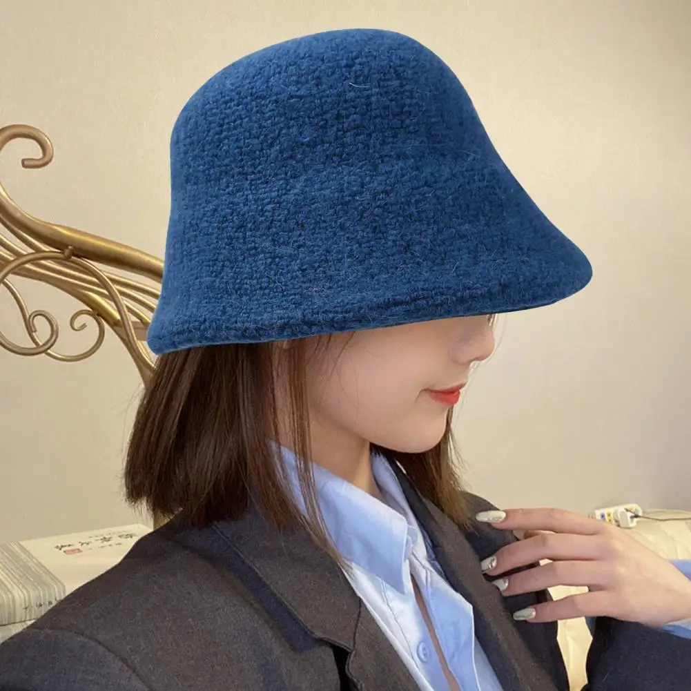 

Bucket Hat Casual Fashion Accessories Solid Color Autumn Winter Plush Bucket Hat for Daily Life Bucket Cap Ladies Bucket Hat