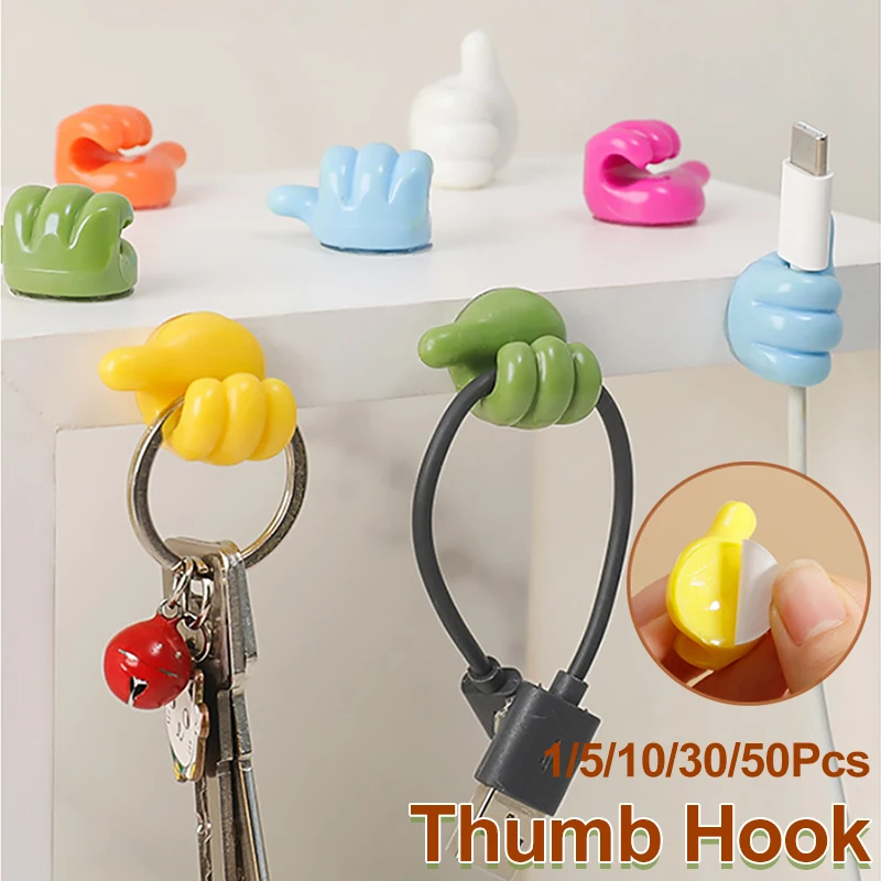 

Cable Organizer Thumb Hook Self-Adhesive Wall Hook Silicone Toothbrush Holder Key Holder Towel Hooks Wire Storage Wall Decor