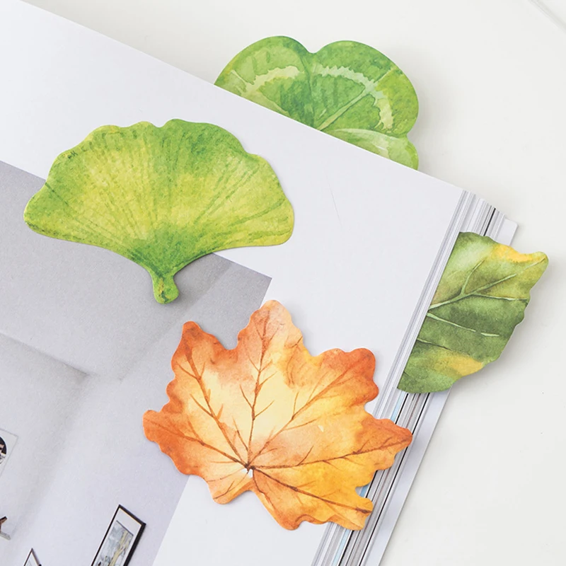 30 листов листьев Липкие заметки Ginkgo Lndus лист самоклеящийся прочный блокнот для