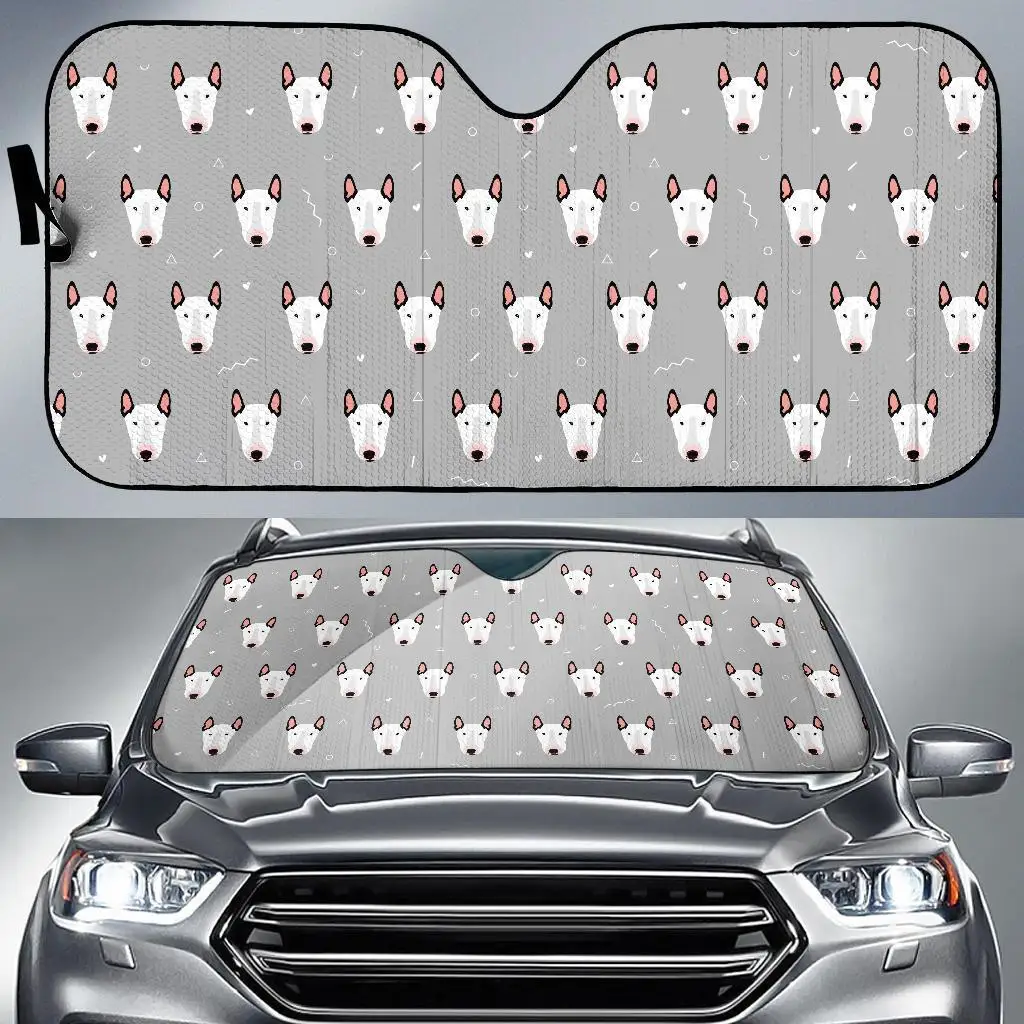 

Bull Terrier Glay Pattern Print Auto Sun Shade Car Windshield Window Cover Sunshade
