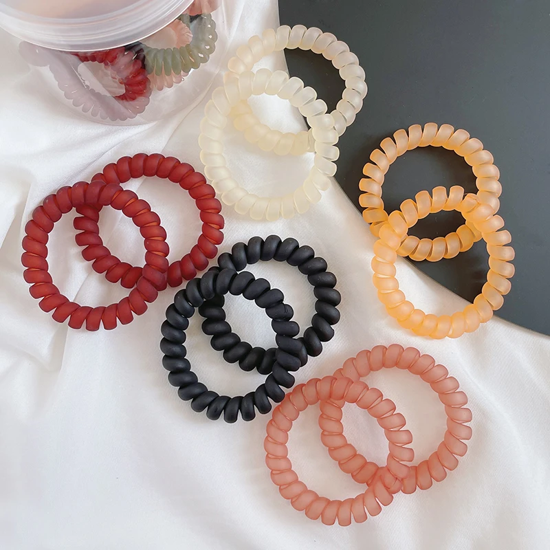 

5Pcs/Lot 2-5cm Small Girls Rubber Telephone Line Hair Ropes Matte Elastic Hair Bands Kid Ponytail Holder Tie Gum Hair Accessorie