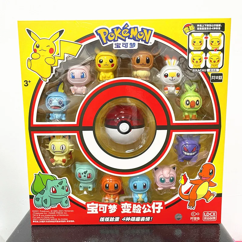 

6/12pcs Pokemon Pikachu kawaii anime figure Gengar change face Eevee action figure pokemon Elf Ball doll kid toys Christmas gift