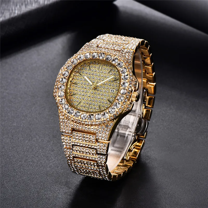Iced Out Часы для мужчин Лучший бренд Роскошные бриллиантовые модные кварцевые часы