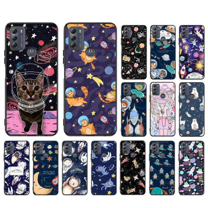 

Space Astronaut animals fox cat moon Phone Case for Motorola Moto One E7 power E7Plus E6S E20 E40 One Fusion plus Edge 20 Fusion