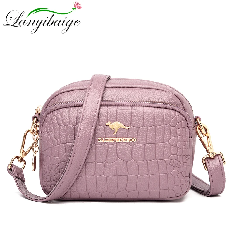 

Fashion Women's Pattern PU Leather Shoulder Bag Luxury Designer Casual Retro Handbag Messenger Lady Simple Small Bags
