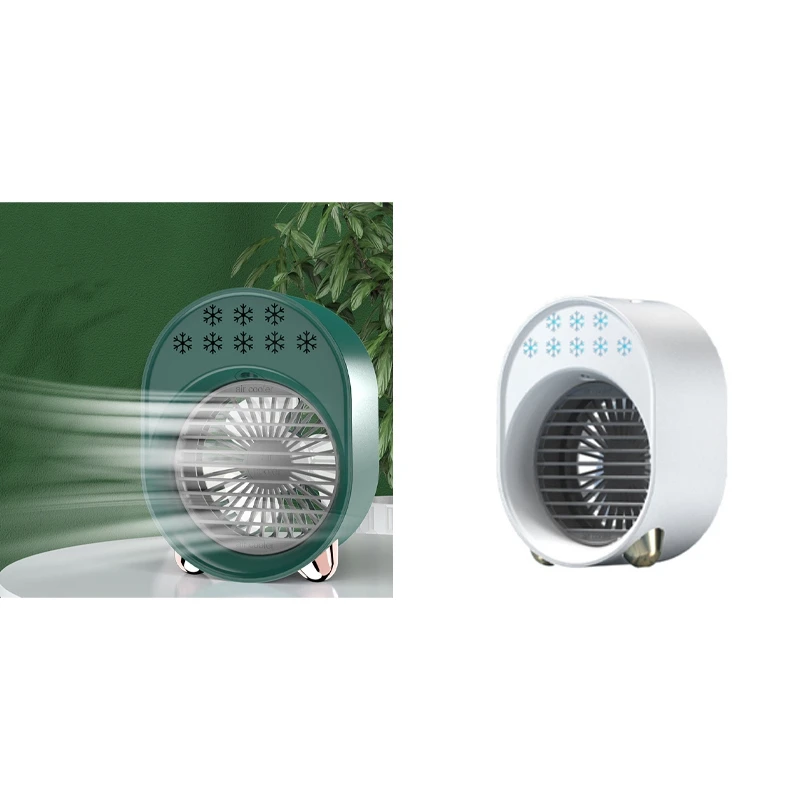 

Portable Air Conditioner Noiseless Evaporative Fan Rechargeable USB Desk Fan 3 Speed LED Night Office Humidifier