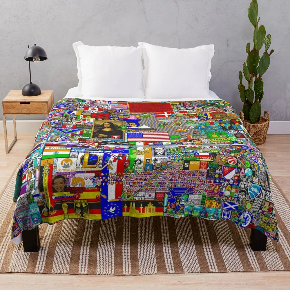 Reddit /r/Place окончательное брезентовое одеяло вязаное крючком Флисовое |