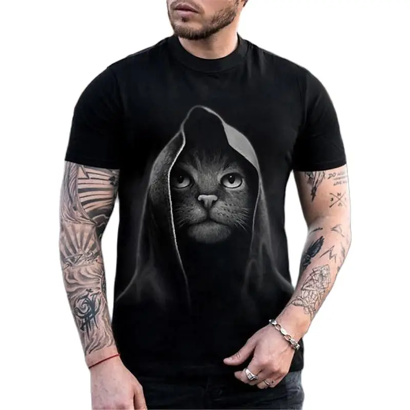 

2022 Cute Cat Animal T Shirt Men 3d Printed MenCat T Shirt Crew Neck Short Sleeve Oversized Funny Cat Tops Tee Shirt Homme